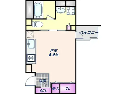 ルクレ北堀江(ワンルーム/14階)の間取り写真