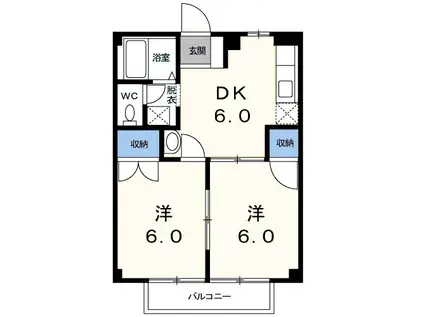 メゾンクレール(2DK/2階)の間取り写真