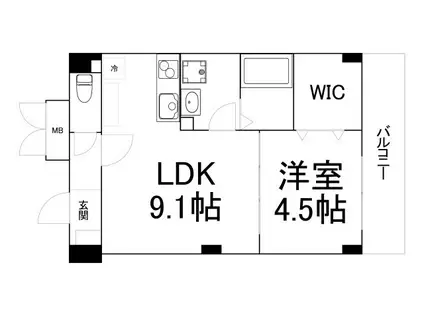 アルカンシェルコート緑橋(1LDK/3階)の間取り写真