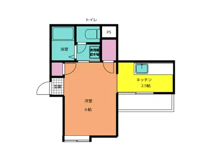 ウエスト VILLAGE 91(1K/1階)の間取り写真