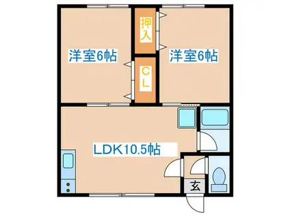 第2ミユキマンション(2LDK/2階)の間取り写真