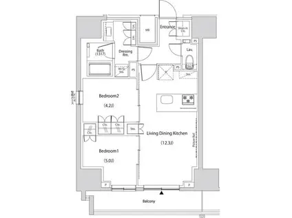 ザ・パークハビオ新中野(2LDK/13階)の間取り写真