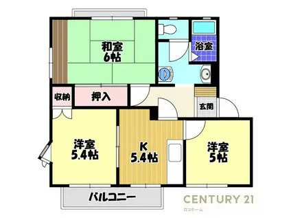 テクネ21C棟(3DK/2階)の間取り写真