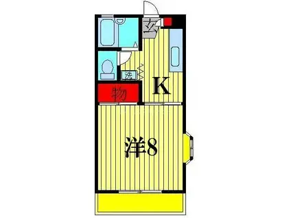 ヴィラージュ柏(1K/2階)の間取り写真