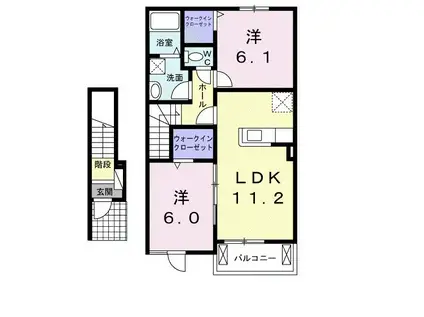YSピュア21A棟(2LDK/2階)の間取り写真