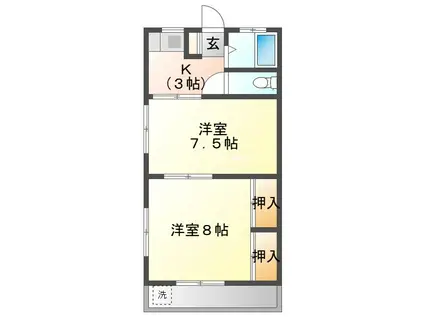 コーポ聖(2DK/1階)の間取り写真