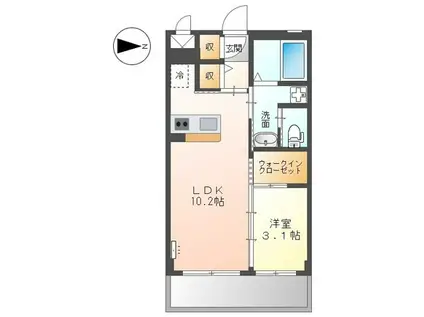 レインボースカイ(1LDK/2階)の間取り写真