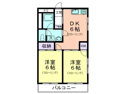 ラ・フルール久米川(2DK/2階)の間取り写真
