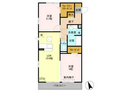 フラッツ酒井根I(2LDK/1階)の間取り写真