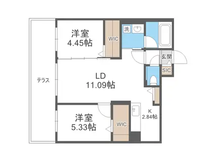 S-RESIDENCE二十四軒AVELIS エスレジデンス(2LDK/1階)の間取り写真