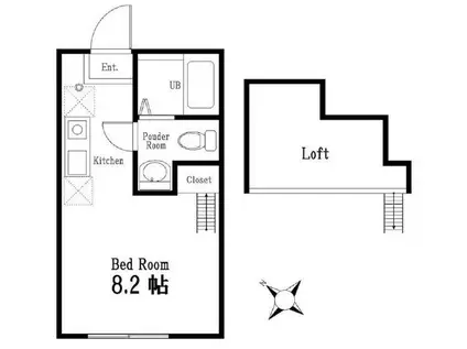 ハーミットクラブハウス岡沢町III(ワンルーム/1階)の間取り写真