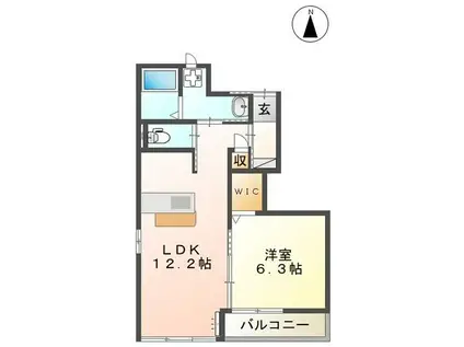 MAISON RAFFINE II(1LDK/1階)の間取り写真