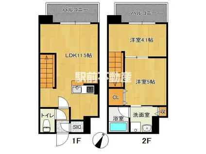 MODERN PALAZZO博多駅南AX(2LDK/6階)の間取り写真
