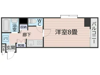 トーカンキャステール交通局前(1K/2階)の間取り写真