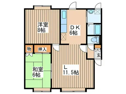 ツインハイムB(2LDK/2階)の間取り写真