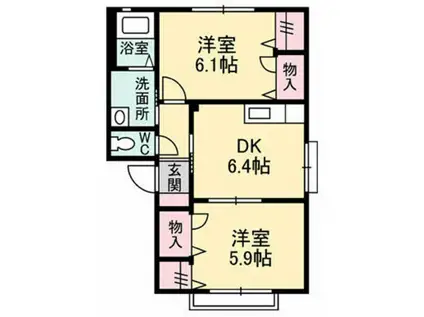 シャーメゾンよしだII(2DK/2階)の間取り写真