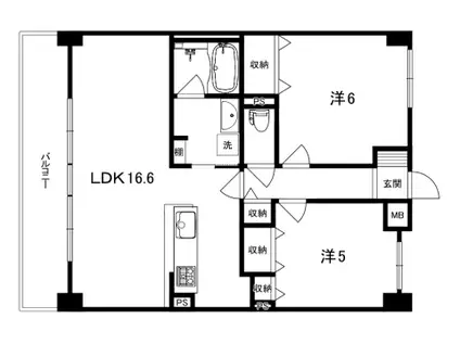 ハイツニューリバー(3DK/1階)の間取り写真