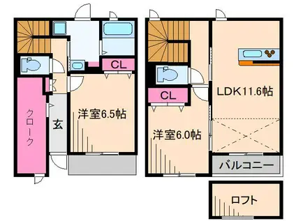 グラン・パール(2LDK/1階)の間取り写真