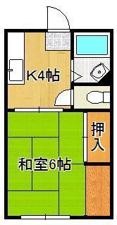 ハイツ緑ヶ丘(1K/1階)の間取り写真