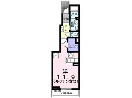 ウィステリア住吉 I(ワンルーム/1階)の間取り写真