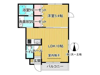 スカイコートA棟(1LDK/1階)の間取り写真