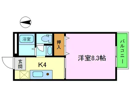 リヨンドール桂(1K/2階)の間取り写真