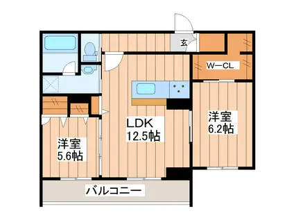 紫翠OONODA(2LDK/2階)の間取り写真