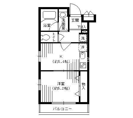 ルミエール妙蓮寺II(1K/2階)の間取り写真