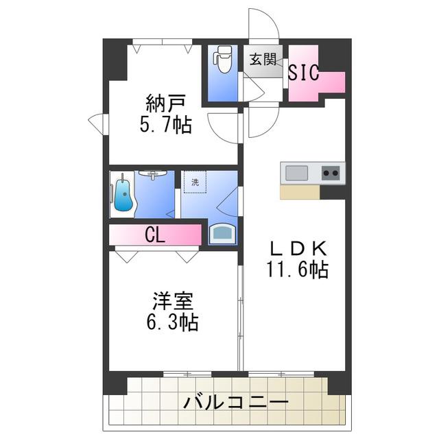 GROOVE堺東レジデンス(2LDK/8階)の間取り写真