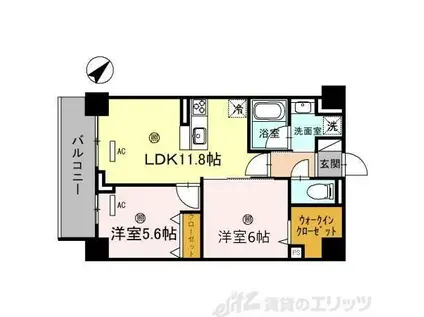 クアンツ(2LDK/3階)の間取り写真
