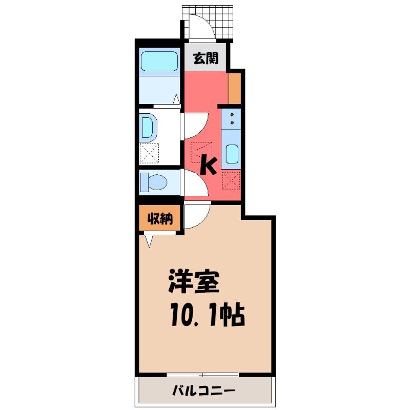 東武伊勢崎線 野州山辺駅 徒歩23分 2階建 築10年(1K/1階)の間取り写真