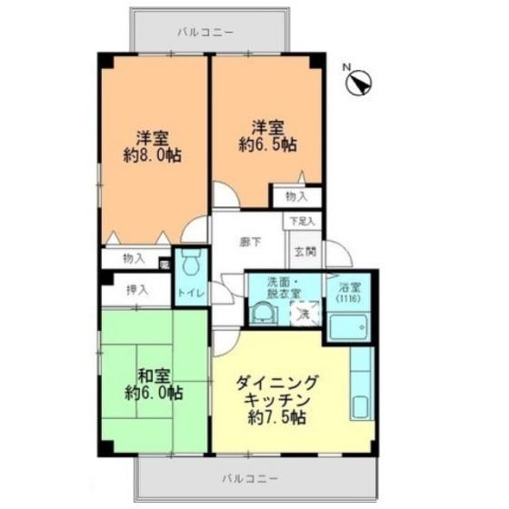 レジデンス馬木(3DK/3階)の間取り写真