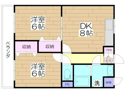 グランゲート(2DK/2階)の間取り写真