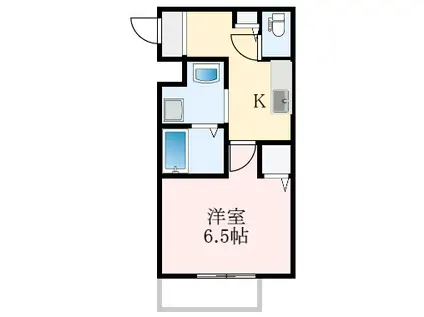 エヌエムスワサントヌフサウス(1K/2階)の間取り写真