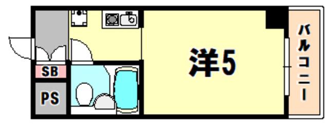 ライオンズマンション三宮(ワンルーム/4階)の間取り写真