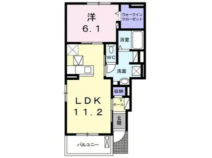 フレンドリームーンB(1LDK/1階)の間取り写真