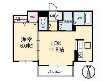 シャーメゾンヴァンソレイユ(1LDK/1階)の間取り写真