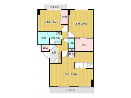 フェリカ天神川(2LDK/2階)の間取り写真