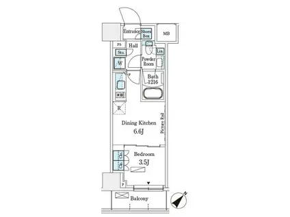 パークアクシス横浜伊勢佐木町通(1DK/7階)の間取り写真