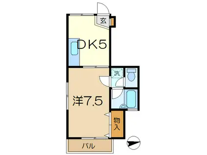 KパレスJUNO(1DK/1階)の間取り写真