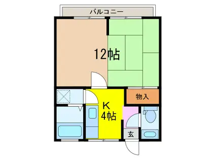 ＪＲ大村線 大村駅(長崎) 徒歩15分 2階建 築50年(2K/2階)の間取り写真