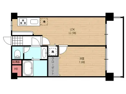 立町サンハイツ(1LDK/6階)の間取り写真