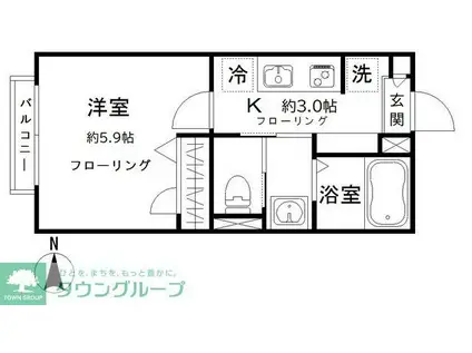 ACコモド(1K/1階)の間取り写真