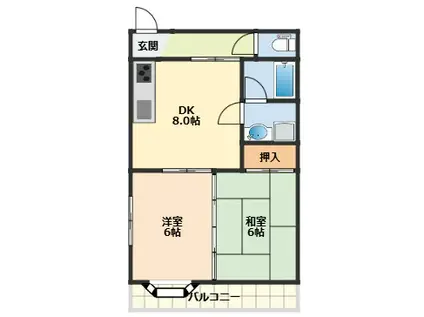 ハイツアマリージョ(2DK/3階)の間取り写真