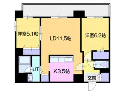 エッセンシア稲穂レジデンス(2LDK/8階)の間取り写真