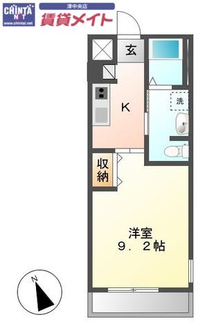 グレーシアII(1K/1階)の間取り写真