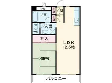 サンテラス保田窪(1LDK/6階)の間取り写真