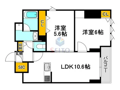 PARC DE VERT ESAKA(2LDK/2階)の間取り写真