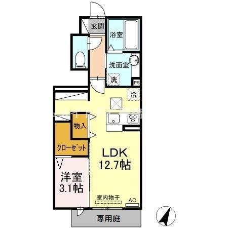 ＪＲ東海道本線 豊橋駅 バス乗車時間：20分 最寄りバス停で下車 徒歩3分 2階建 築6年(1LDK/1階)の間取り写真