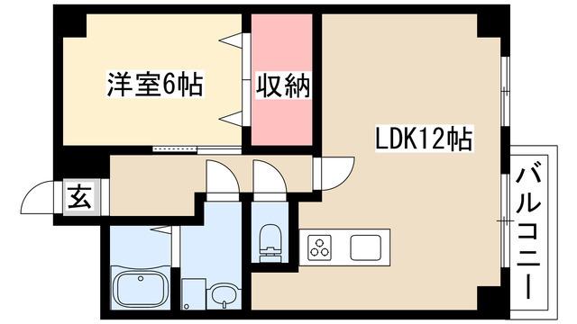平和第二マンション(1LDK/4階)の間取り写真